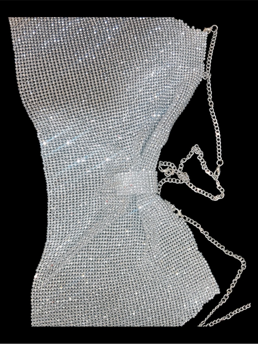 Spencer's Silver Crystal Mesh Strapless Chain Dress